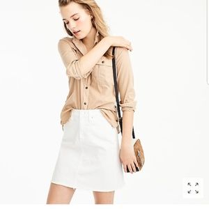 JCrew White Denim Skirt with Raw Hem Size 31